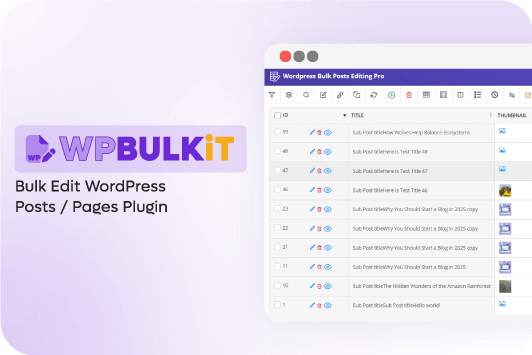 WPBULKiT - Bulk Edit WordPress Posts / Pages